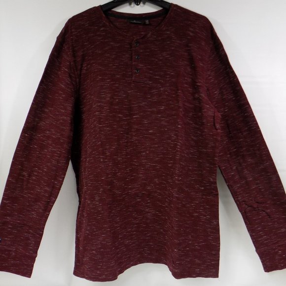 Marc Anthony Other - Marc Anthony Burgundy Heathered Long Sleeve Henley Size XXL Slim Fit